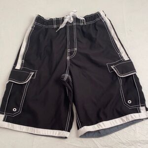 Joe Boxer black white lined swim trunks S